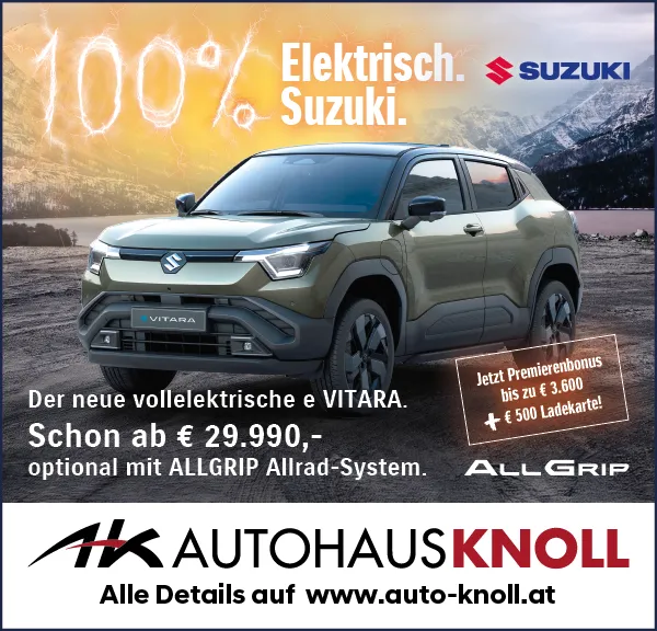 Der neue vollelektrische eVitara von Suzuki jetzt im Autohaus Knoll.