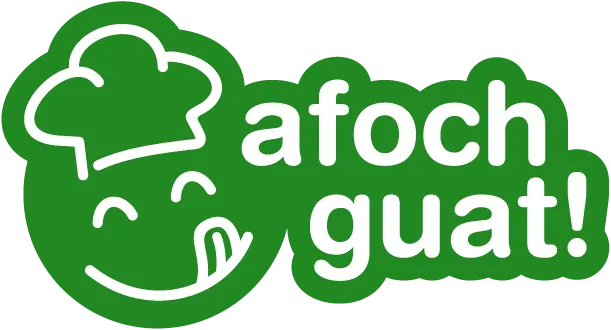 Logo zeigt einen stilisierten Koch, der sich über den Mund leckt. Daneben steht "Afoch guat!"