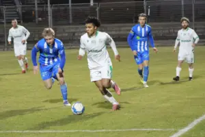 Fünf Fußballer und ein Ball