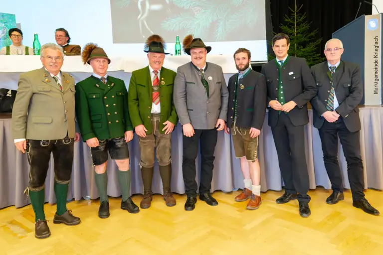 Sieben Männer in Tracht