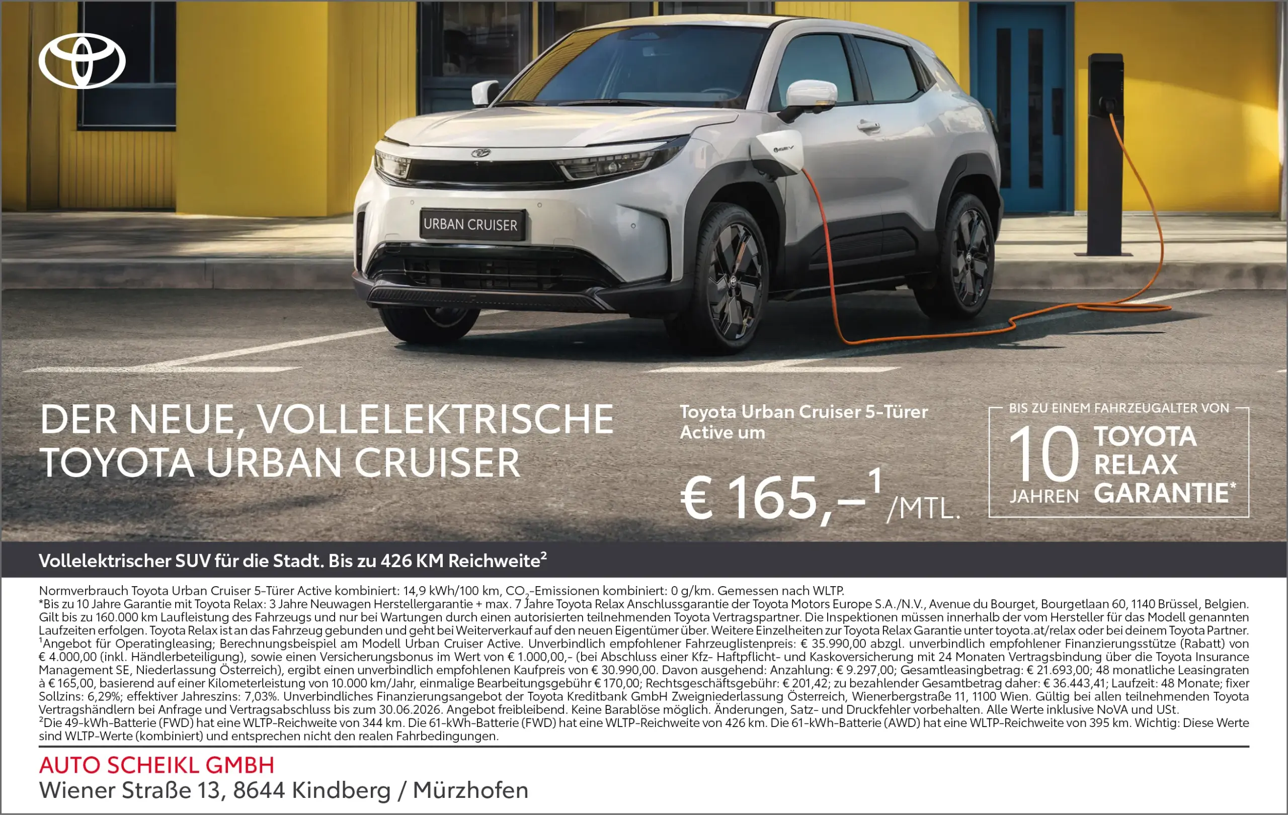 Der neue vollelektrische Toyota Urban Cruiser jetzt im Autohaus Scheikl in Kindberg/Mürzhofen