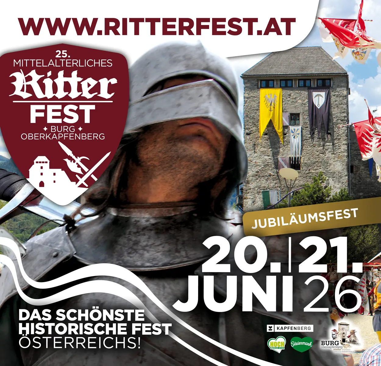 Ankündigung des Ritterfestes 2026 auf Burg Oberkapfenberg