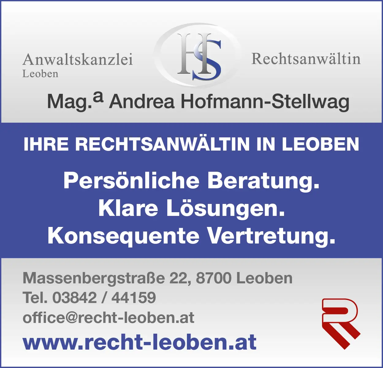 Mag.a Andrea Hofmann-Stellwag – Ihre Rechtsanwältin in Leoben