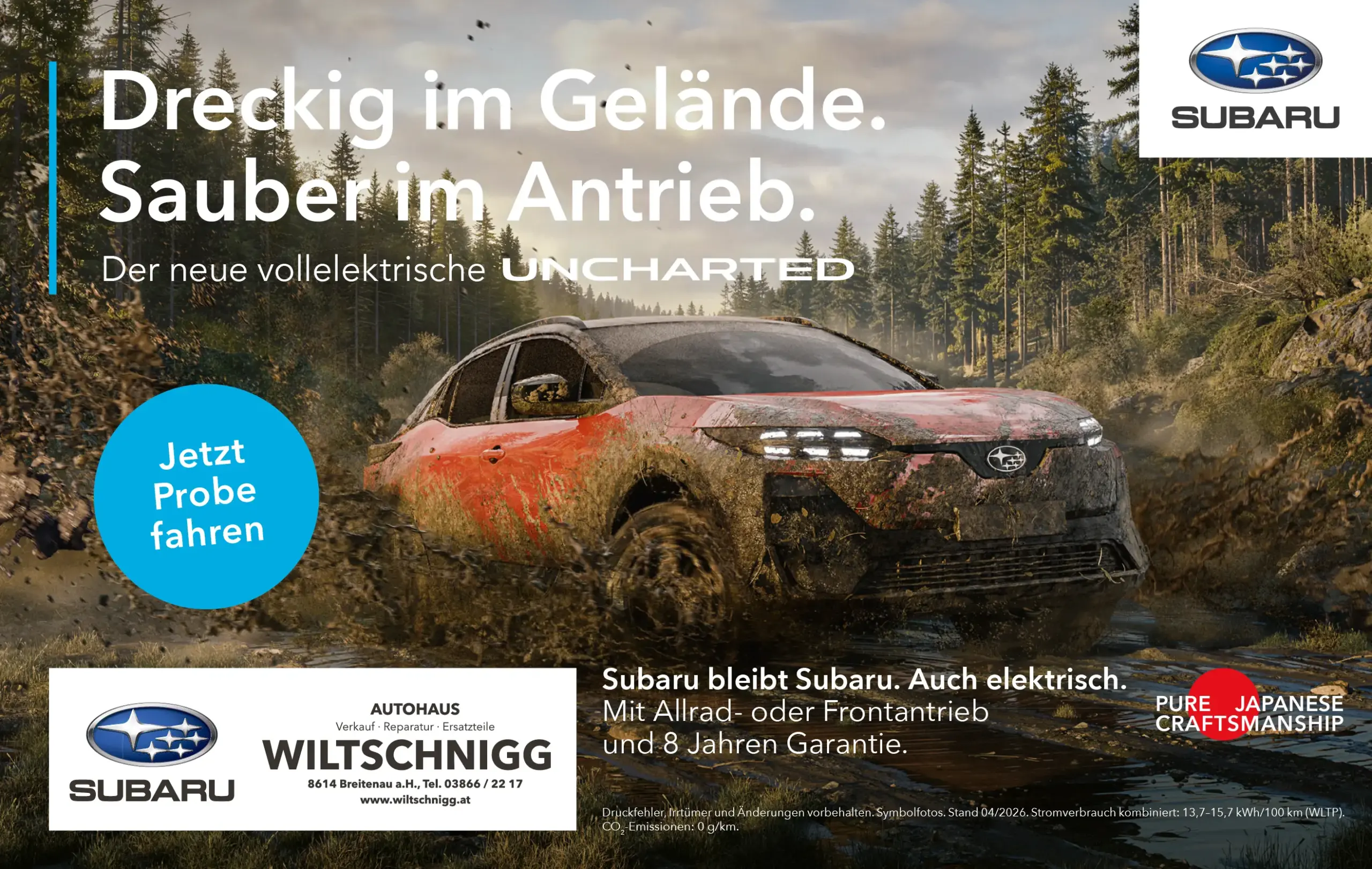 Der neue vollelektrische Uncharted von Subaru jetzt im Autohaus Wiltschnigg