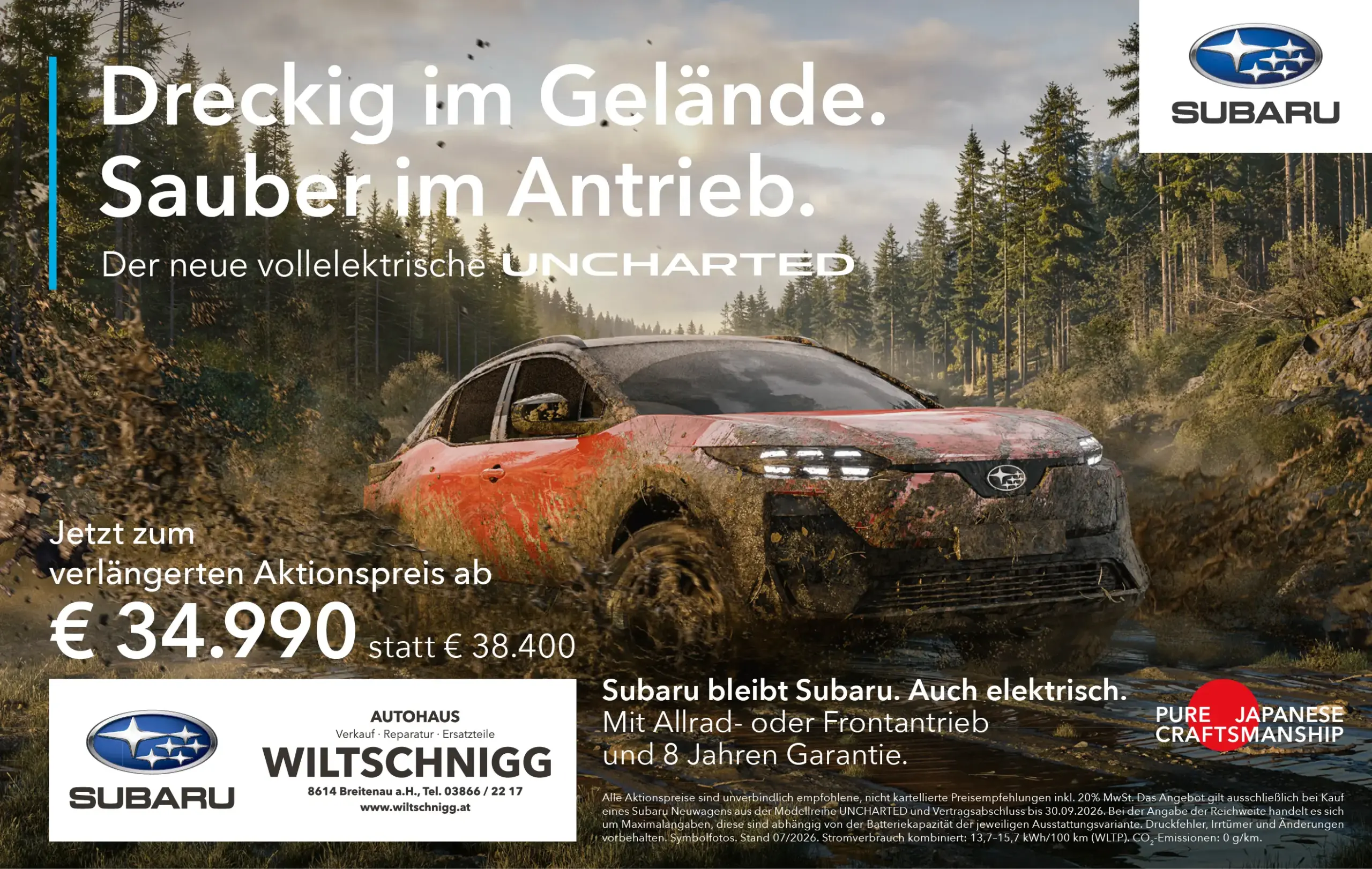Der neue vollelektrische Subaru Uncharted jetzt im Autohaus Wiltschnigg!