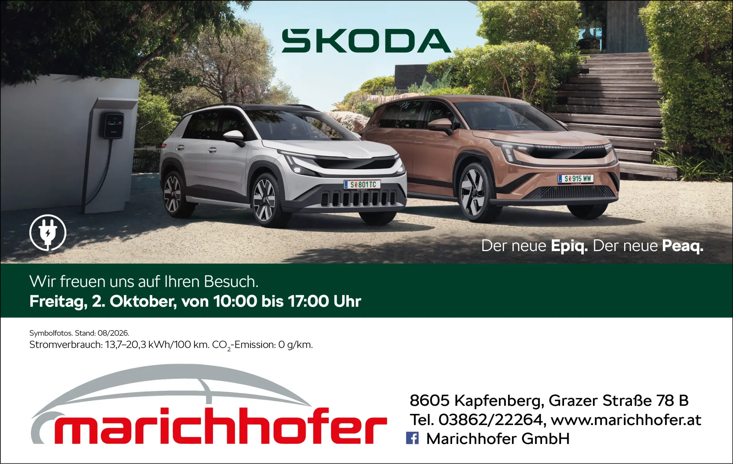 Der neue Skoda Epiq und der neue Skoda Peaq jetzt im Autohaus Marichhofer in Kapfenberg.