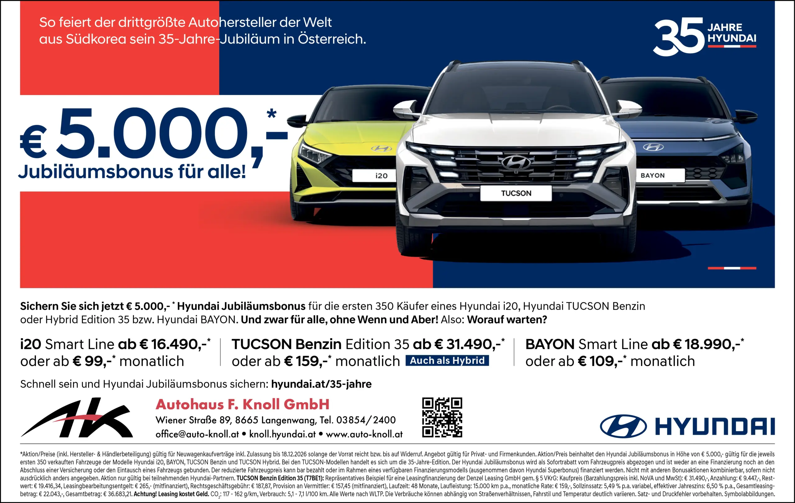 HYUNDAI Jubiläumsbonus im Autohaus Knoll: 5.000 Euro für alle!